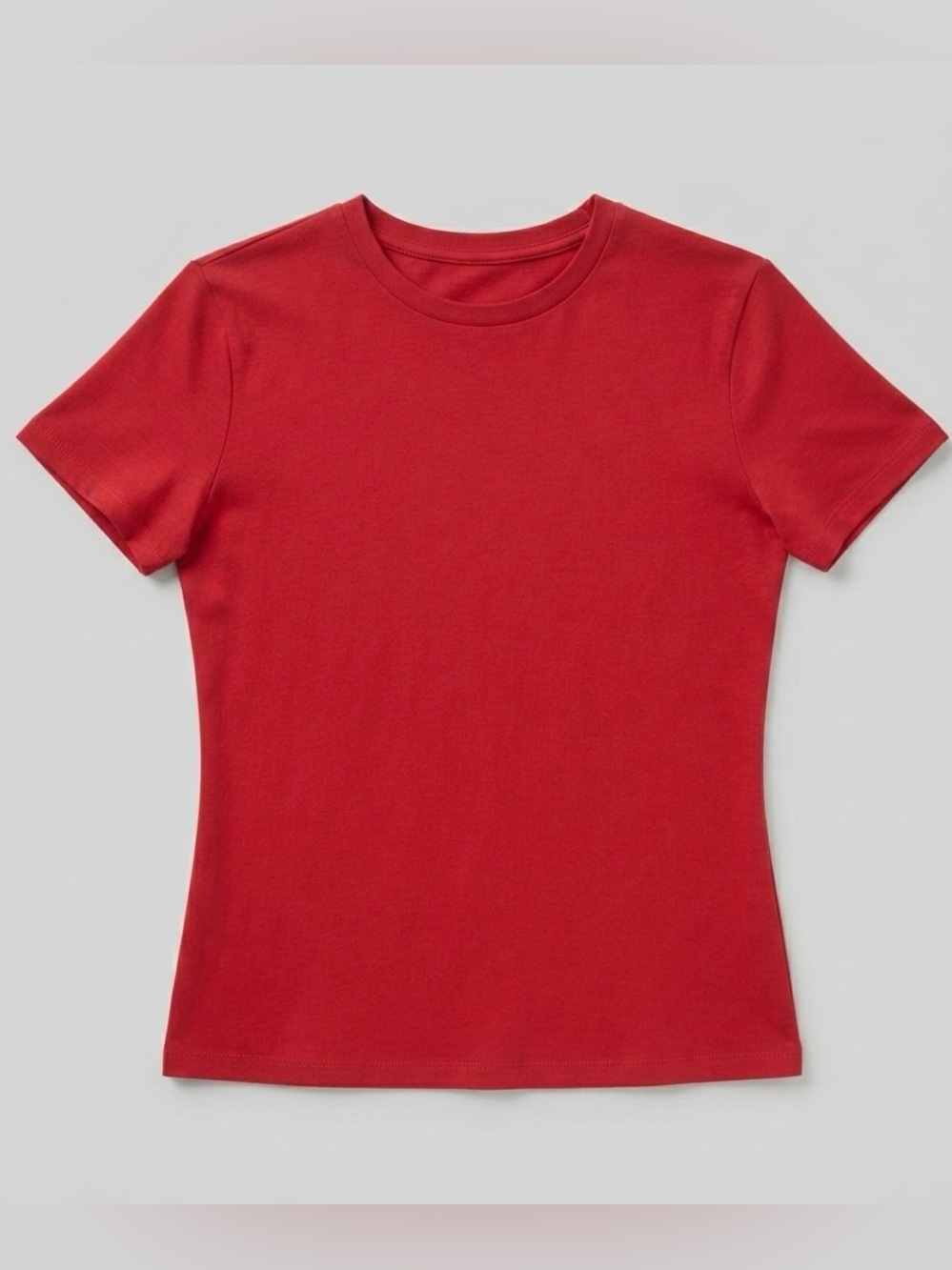 Red Cotton Crewneck Tee